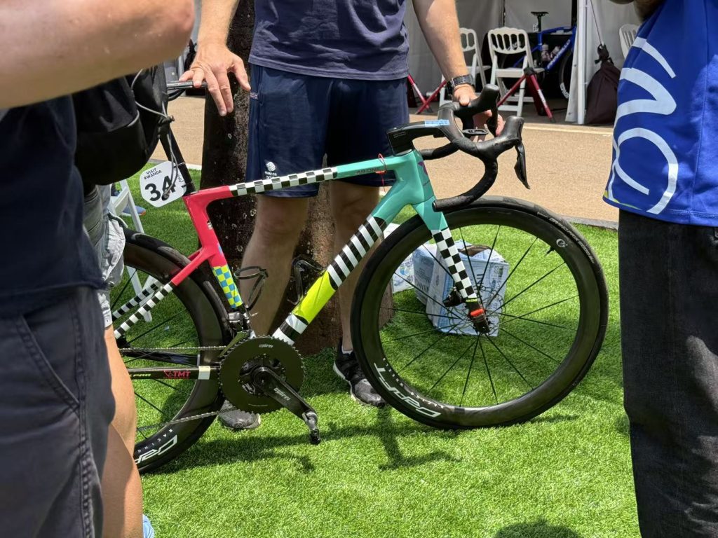 Harry's bike pictured on the grass in Rwanda