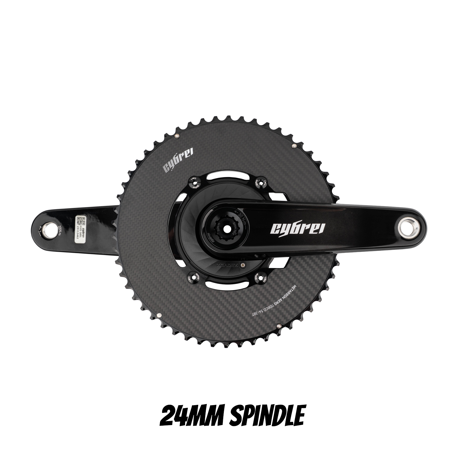 CYBREI Carbon Crankset | 24mm Spindle, Power Meter Spider, METARBON Carbon Chainrings