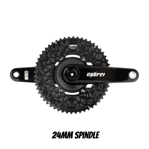 CYBREI Carbon Crankset | 24mm Spindle, Power Meter Spider, EVO Alloy Chainrings