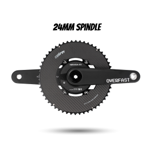 OVERFAST Light Crankset | 24mm Spindle, Power Meter Spider, METARBON Carbon Chainrings