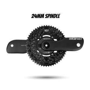 OVERFAST Aero Crankset | 24mm Spindle, Power Meter Spider, EVO Alloy Chainrings - Image 1