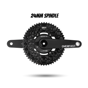 OVERFAST Light Crankset | 24mm Spindle, Power Meter Spider, EVO Alloy Chainrings