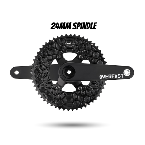OVERFAST Light Crankset | 24mm Spindle, Alloy or Carbon Spider, EVO Alloy Chainrings