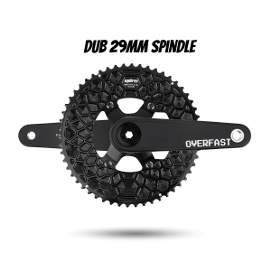 OVERFAST Light Crankset | 29mm Spindle, Alloy or Carbon Spider, EVO Alloy Chainrings